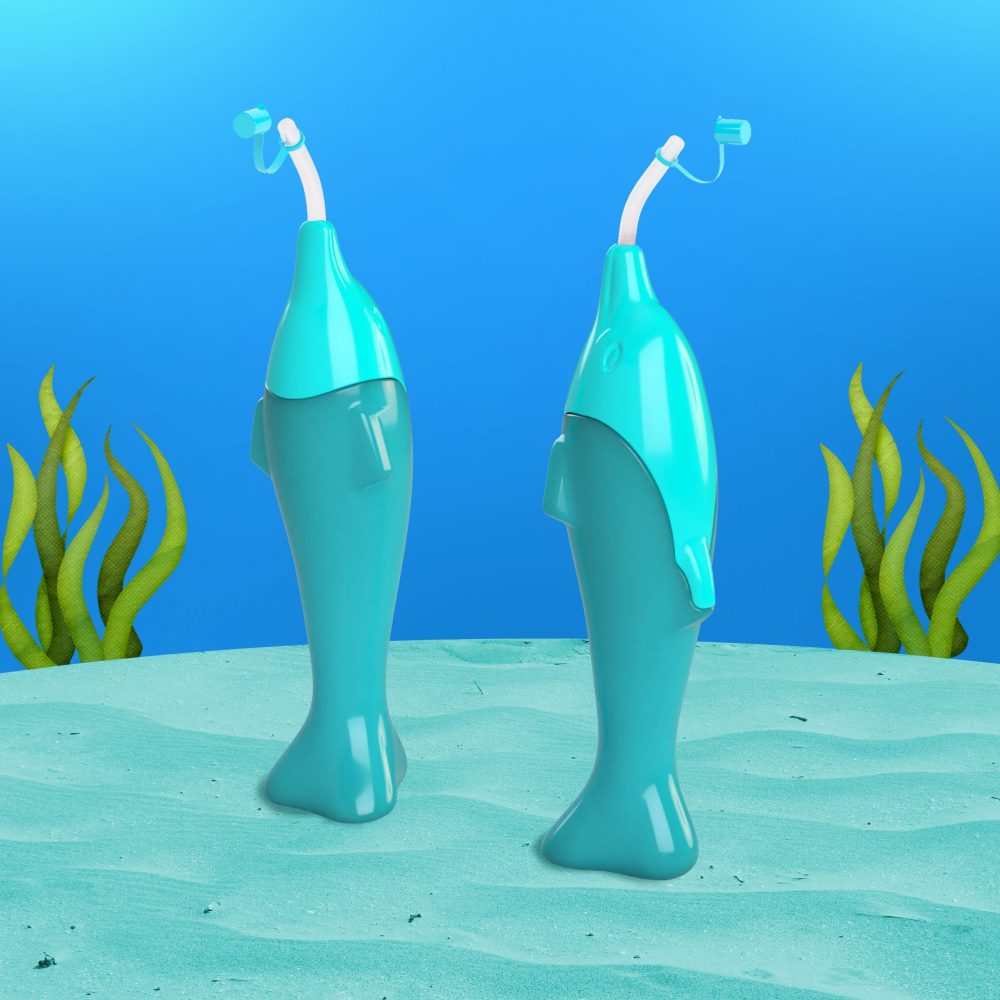 Render delfin azul botella fondo mar